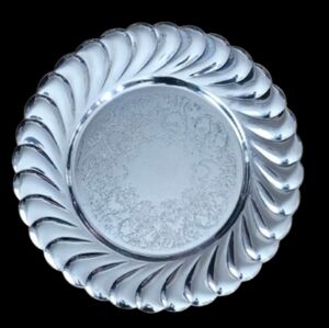 Vintage Wm Rogers Waverly 3826 Scalloped Edge Silver Plated Serving Platter